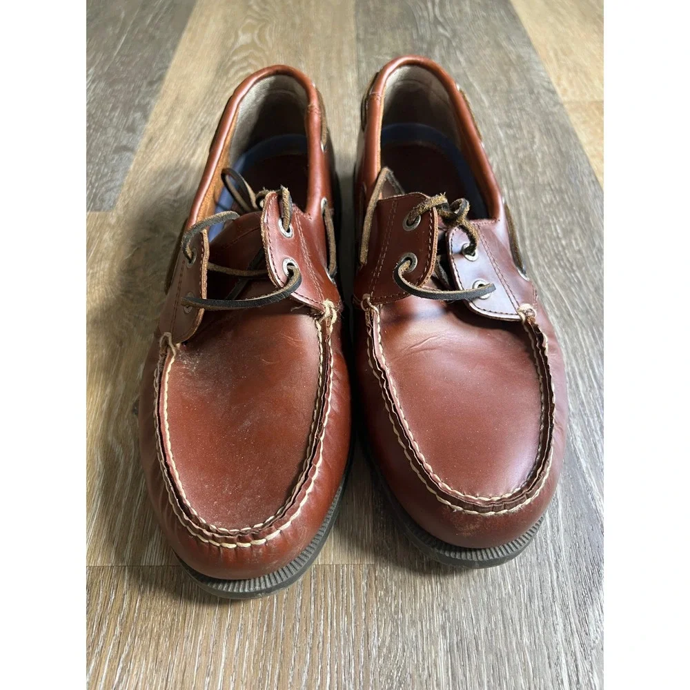 Dockers Mens Brown Leather Boat Shoes Classic Nautical Moc Toe Loafers